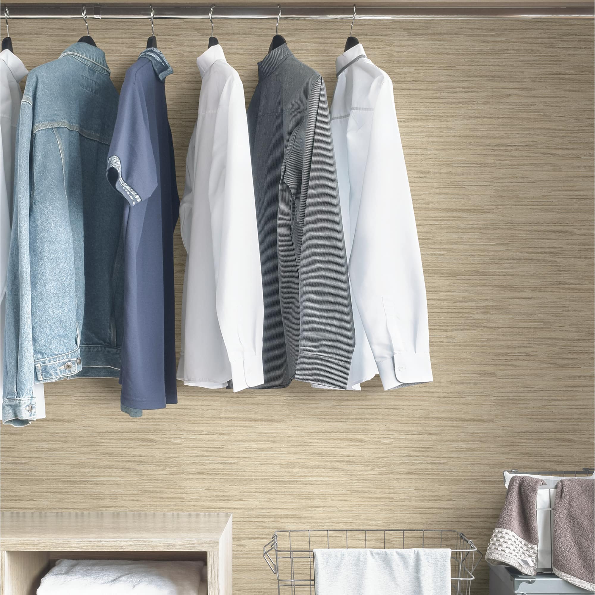 InHome Avery Weave Cream Peel & Stick Wallpaper